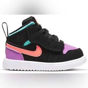 Nike Air Jordan 1 MID Shoes Toddler Kids Black Multi Color Size 8C Unisex
